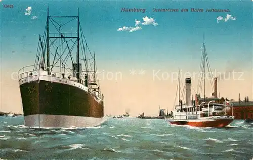 AK / Ansichtskarte Hamburg Oceanriesen den Hafen verlassend Hamburg