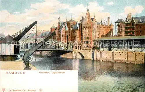 AK / Ansichtskarte Hamburg Freihafen Lagerhaeuser Schiffskran Hamburg