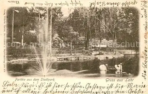 AK / Ansichtskarte Lahr_Baden Partie im Stadtpark Schwanenteich Lahr_Baden