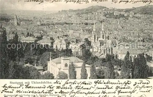 AK / Ansichtskarte Stuttgart Stadtbild mit Uhlandshoehe Stuttgart