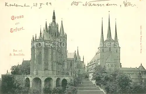 AK / Ansichtskarte Erfurt Dom und St Severikirche Erfurt