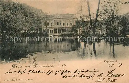 AK / Ansichtskarte Bad_Freienwalde Papenmuehle Schwanenteich Deutsche Reichspost Bad_Freienwalde