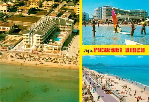 AK / Ansichtskarte Can_Picafort_Mallorca Fliegeraufnahme Apart Picafort Beach Strand Can_Picafort_Mallorca