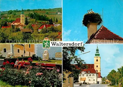 AK / Ansichtskarte Waltersdorf_Bad_Waltersdorf Teilansichten Kirche Storchennest Waltersdorf_Bad