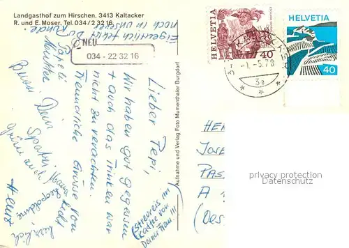 AK / Ansichtskarte Kaltacker Gasthof zum Hirschen Kaltacker