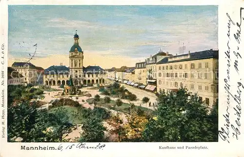 AK / Ansichtskarte Mannheim Kaufhaus und Paradeplatz Mannheim