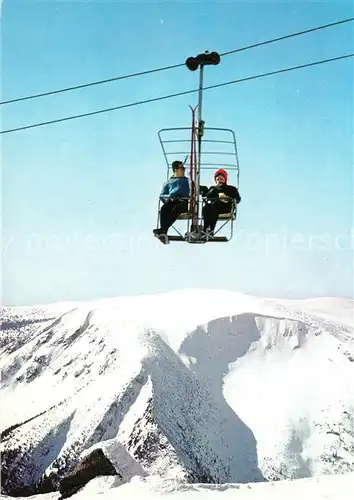 AK / Ansichtskarte Krkonose Sessellift Lanovka na Snezku Krkonose