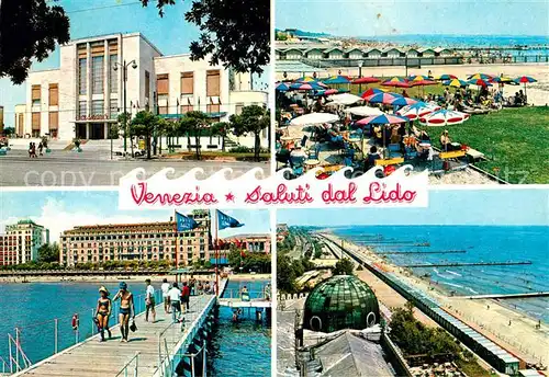 AK / Ansichtskarte Venezia_Venedig Lido Strand Seebr?cke Venezia Venedig