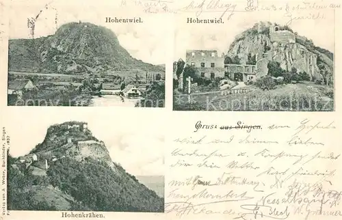 AK / Ansichtskarte Singen_Hohentwiel Panorama Blick zur Festungsruine Singen Hohentwiel