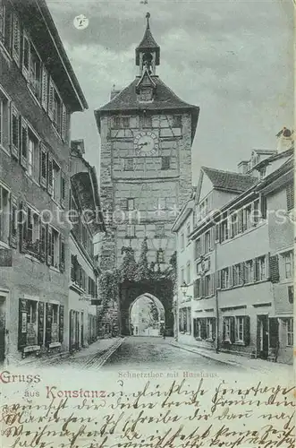 AK / Ansichtskarte Konstanz_Bodensee Schnetztor mit Husshaus im Mondschein Konstanz_Bodensee