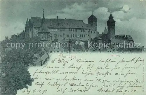 AK / Ansichtskarte Nuernberg Burg im Mondschein Nuernberg