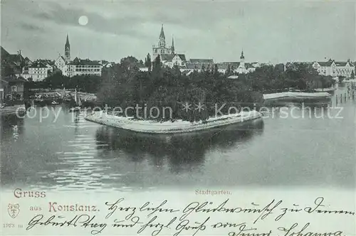 AK / Ansichtskarte Konstanz_Bodensee Stadtgarten im Mondschein Konstanz_Bodensee