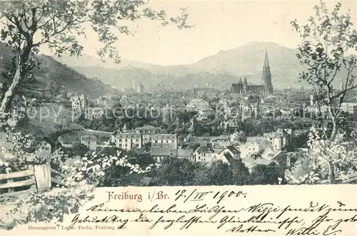 AK / Ansichtskarte Freiburg_Breisgau Stadtpanorama mit Muenster Freiburg Breisgau