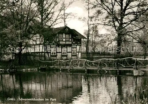 AK / Ansichtskarte Greiz_Thueringen Schwanenhaeuschen im Park Greiz Thueringen