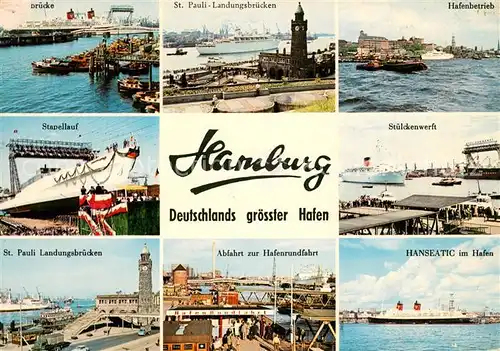 AK / Ansichtskarte Hamburg St Pauli Landungsbruecken Hafen Werft MS Hanseatic Hafenrundfahrt Hamburg