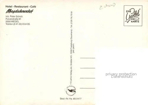 AK / Ansichtskarte Wedel_Pinneberg Hotel Restaurant Magdalenenhof Wedel Pinneberg