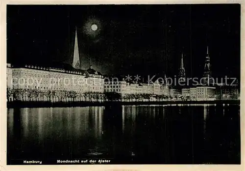 AK / Ansichtskarte Hamburg Mondnacht auf der Alster Hamburg