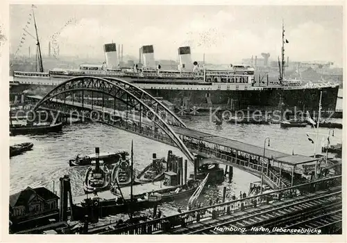 AK / Ansichtskarte Hamburg Hafen ueberseebruecke Hochseedampfer Hamburg