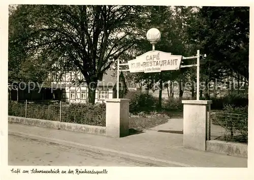 AK / Ansichtskarte Bad_Wildungen Cafe Kurrestaurant am Schwanenteich an der Reinhardsquelle Bad_Wildungen