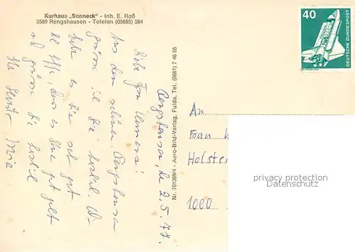 AK / Ansichtskarte Rengshausen_Hessen Kurhaus Sonneck Panorama Rengshausen Hessen