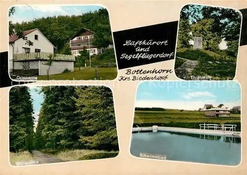 AK / Ansichtskarte Bottenhorn Ortsmotiv Waldpartie Schwimmbad Ehrenmal Bottenhorn