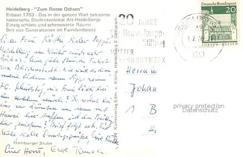 AK / Ansichtskarte Heidelberg_Neckar Zum Roten Ochsen Studentenlokal Heidelberg Neckar