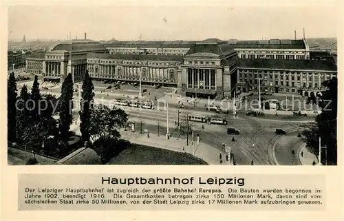 AK / Ansichtskarte Leipzig Hauptbahnhof Leipzig