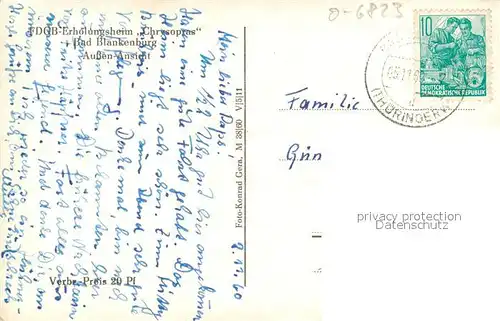 AK / Ansichtskarte Bad_Blankenburg FDGB Erholungsheim Chrysoprus Bad_Blankenburg