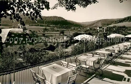 AK / Ansichtskarte Langenthal_Odenwald Gasthaus Pension Zur Linde Terrasse Langenthal Odenwald