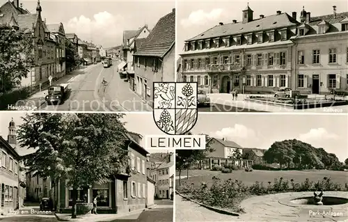 AK / Ansichtskarte Leimen_Baden Hauptstrasse Brunnen Rathaus Park Anlagen Leimen_Baden