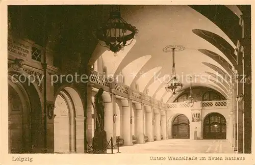 AK / Ansichtskarte Leipzig Untere Wandelhalle im Neuen Rathaus Leipzig