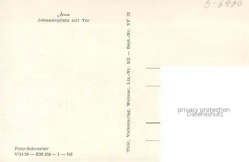 AK / Ansichtskarte Jena_Thueringen Johannisplatz mit Tor Jena Thueringen