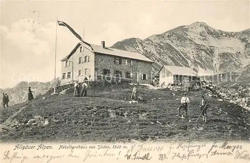 AK / Ansichtskarte Nebelhornhaus mit Allgaeuer Alpen Nebelhornhaus