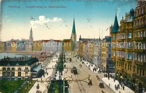 AK / Ansichtskarte Hamburg Jungfernstieg mit Alsterpavillon Hamburg