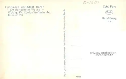 AK / Ansichtskarte Wolzig Sparkasse der Stadt Berlin Erholungsheim Wolzig