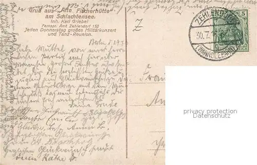 AK / Ansichtskarte Zehlendorf_Berlin Restaurant Alte Fischerhuette am Schlachtensee Zehlendorf_Berlin