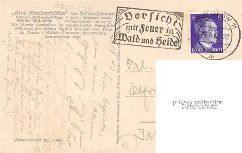 AK / Ansichtskarte Zehlendorf_Berlin Restaurant Alte Fischerhuette am Schlachtensee Mezzobuetten Nr. 1469 Zehlendorf_Berlin