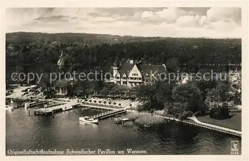 AK / Ansichtskarte Wannsee Schwedischer Pavillon Original Luftschiffaufnahme Wannsee