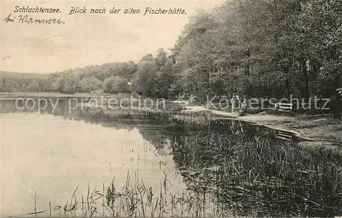 AK / Ansichtskarte Zehlendorf_Berlin Blick nach der alten Fischerhuette am Schlachtensee Zehlendorf_Berlin