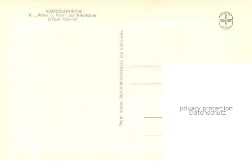 AK / Ansichtskarte Nikolskoe_Berlin Havel Wochenendkirche Ausflueglerkirche St Peter und Paul Innenansicht Nikolskoe Berlin