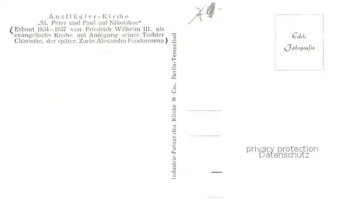 AK / Ansichtskarte Nikolskoe_Berlin Havel Wochenendkirche Ausflueglerkirche St Peter und Paul Nikolskoe Berlin