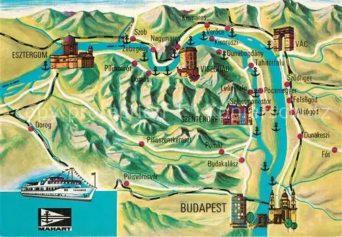 AK / Ansichtskarte Budapest Lageplan Hungarian Shipping Co. LTD. Budapest