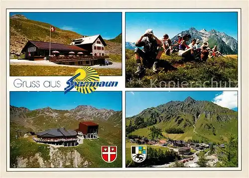 AK / Ansichtskarte Samnaun_Dorf mit Alp Trida  Fliegeraufnahme Samnaun Dorf