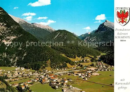 AK / Ansichtskarte Scharnitz Fliegeraufnahme mit Karwendel Gebirge Scharnitz