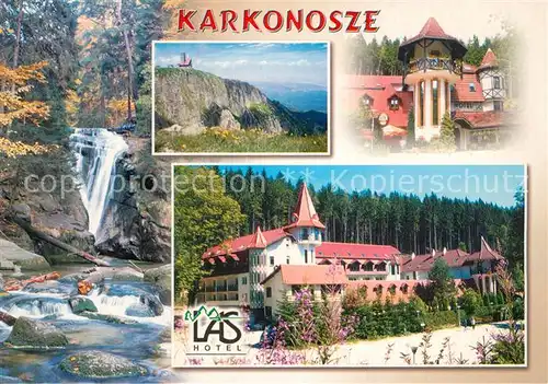 AK / Ansichtskarte Karkonosze LAS Hotel Wasserfall Karkonosze