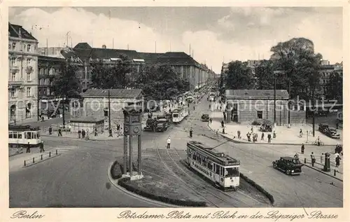 AK / Ansichtskarte Berlin Potsdamer Platz mit Blick in Leipziger Strasse Strassenbahn Kupfertiefdruck Nr 15 Berlin