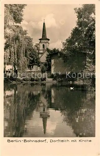AK / Ansichtskarte Bohnsdorf Dorfteich mit Kirche Bohnsdorf