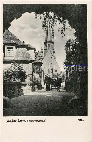 AK / Ansichtskarte Weikersheim Torbogen Pferdefuhrwerk Kirche Weikersheim