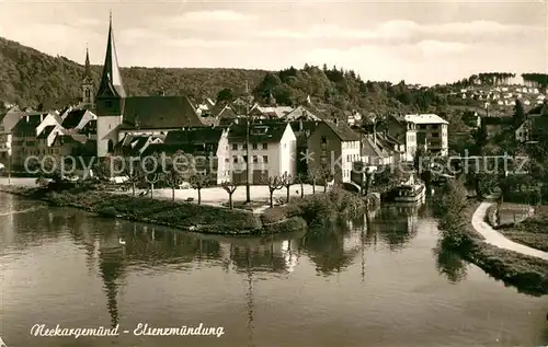 AK / Ansichtskarte Neckargemuend Elsenzmuendung Ortsansicht mit Kirche Neckargemuend