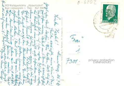 AK / Ansichtskarte Bad_Liebenstein HO Waldgaststaette Hubertushof Bad_Liebenstein